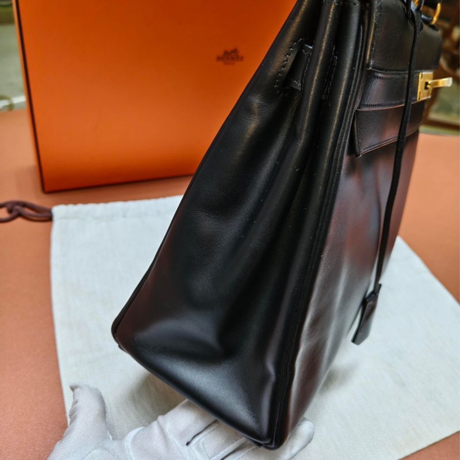 【震撼撿漏價👍🏻全網最低價💫】Hermes/愛馬仕 Kelly32 黑金釦box皮 經典永不過時-3