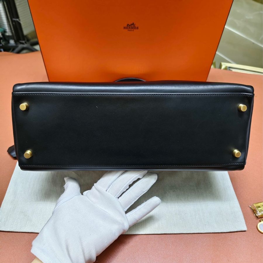 【震撼撿漏價👍🏻全網最低價💫】Hermes/愛馬仕 Kelly32 黑金釦box皮 經典永不過時-4