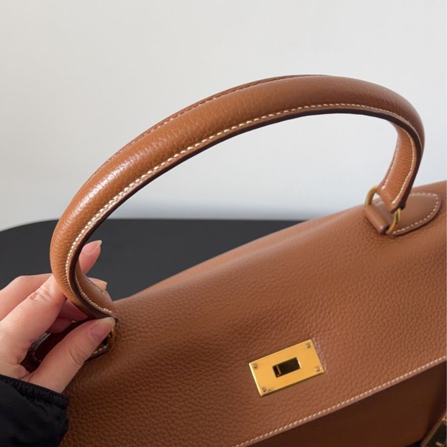 【震撼撿漏價👍🏻全網最低價💫】Hermes/愛馬仕 Kelly42 shoulder 金剛棕金釦 經典永不過時-3