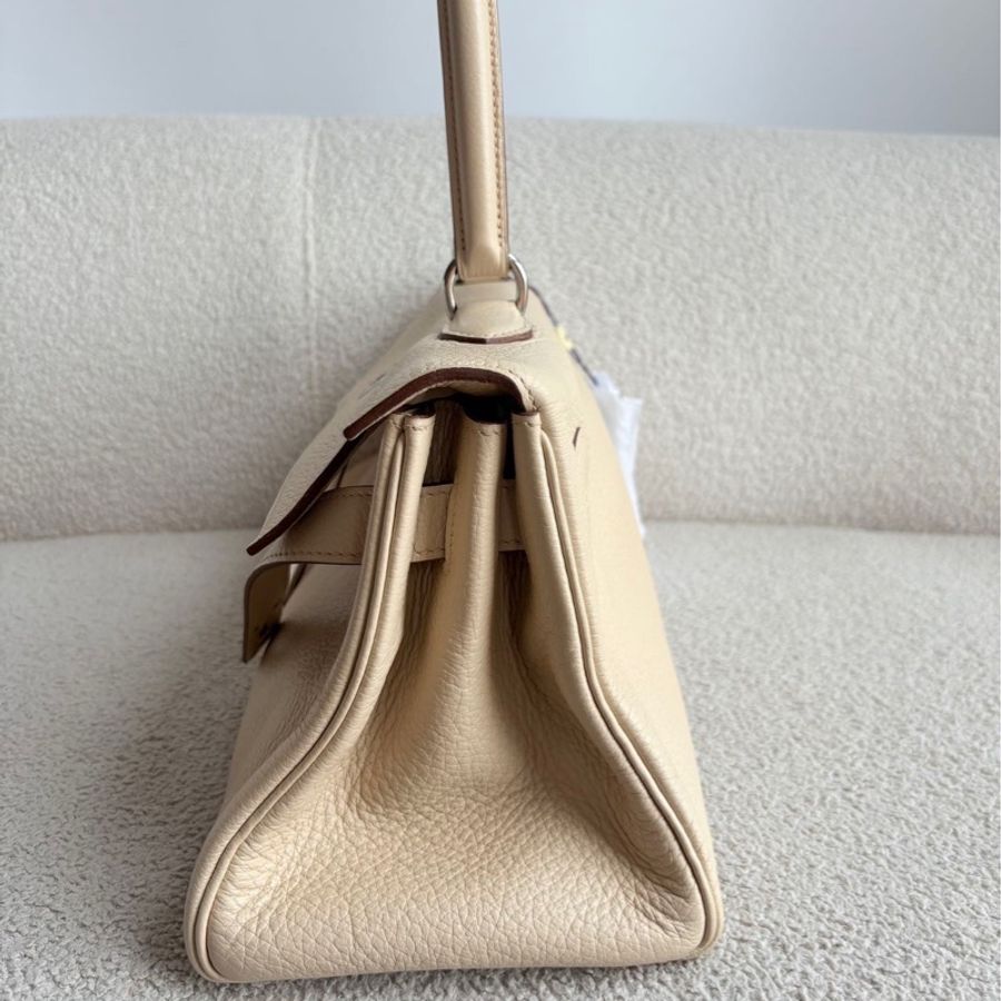 【震撼撿漏價👍🏻全網最低價💫】Hermes/愛馬仕 Kelly42 shoulder 羊毛白銀釦 名媛千金必備-4