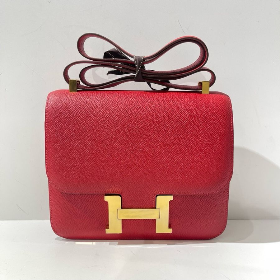 【震撼撿漏價👍🏻全網最低價💫】Hermes/愛馬仕 Constance 康斯坦斯 康康24 紅色金扣-1