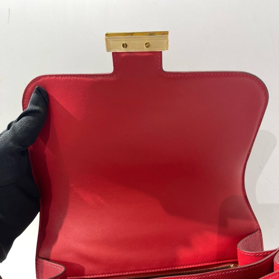 【震撼撿漏價👍🏻全網最低價💫】Hermes/愛馬仕 Constance 康斯坦斯 康康24 紅色金扣-9