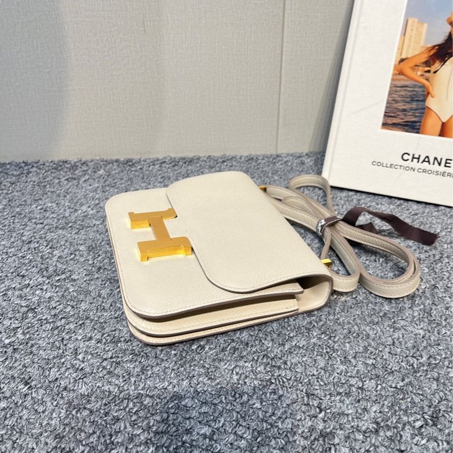 【震撼撿漏價👍🏻全網最低價💫】Hermes/愛馬仕 Constance 康斯坦斯 康康19 奶昔白金扣 四大金剛色經典保值款-3