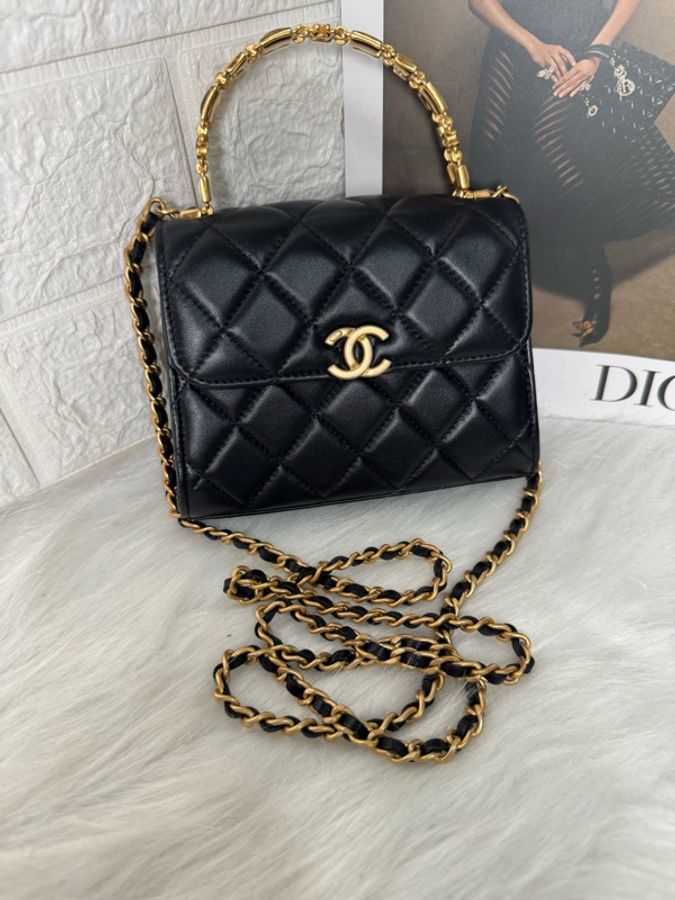 Chanel香奈兒黑金 鏤空琺瑯手柄 Kelly-2