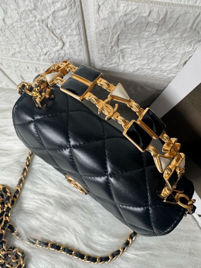 Chanel香奈兒黑金 鏤空琺瑯手柄 Kelly-4