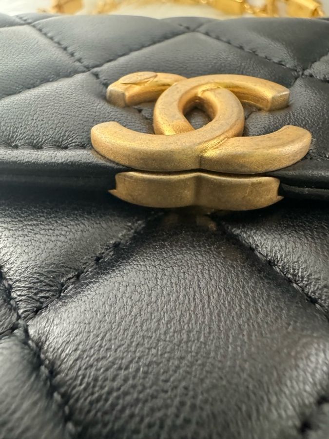 Chanel香奈兒黑金 鏤空琺瑯手柄 Kelly-12