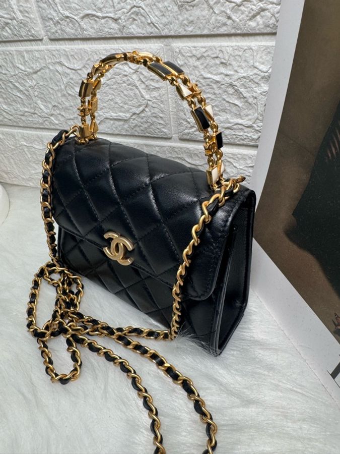 Chanel香奈兒黑金 鏤空琺瑯手柄 Kelly-22