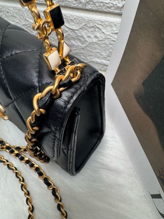 Chanel香奈兒黑金 鏤空琺瑯手柄 Kelly-25