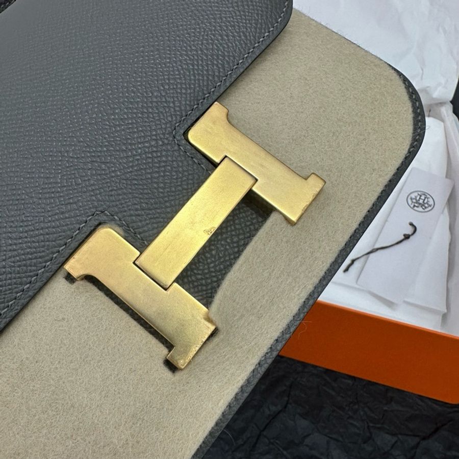 【震撼撿漏價👍🏻全網最低價💫】Hermes/愛馬仕 Constance 康斯坦斯 康康19 積雲雨灰金扣-6