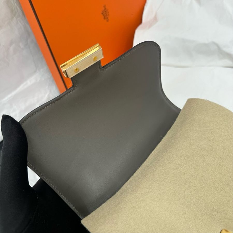 【震撼撿漏價👍🏻全網最低價💫】Hermes/愛馬仕 Constance 康斯坦斯 康康19 積雲雨灰金扣-7