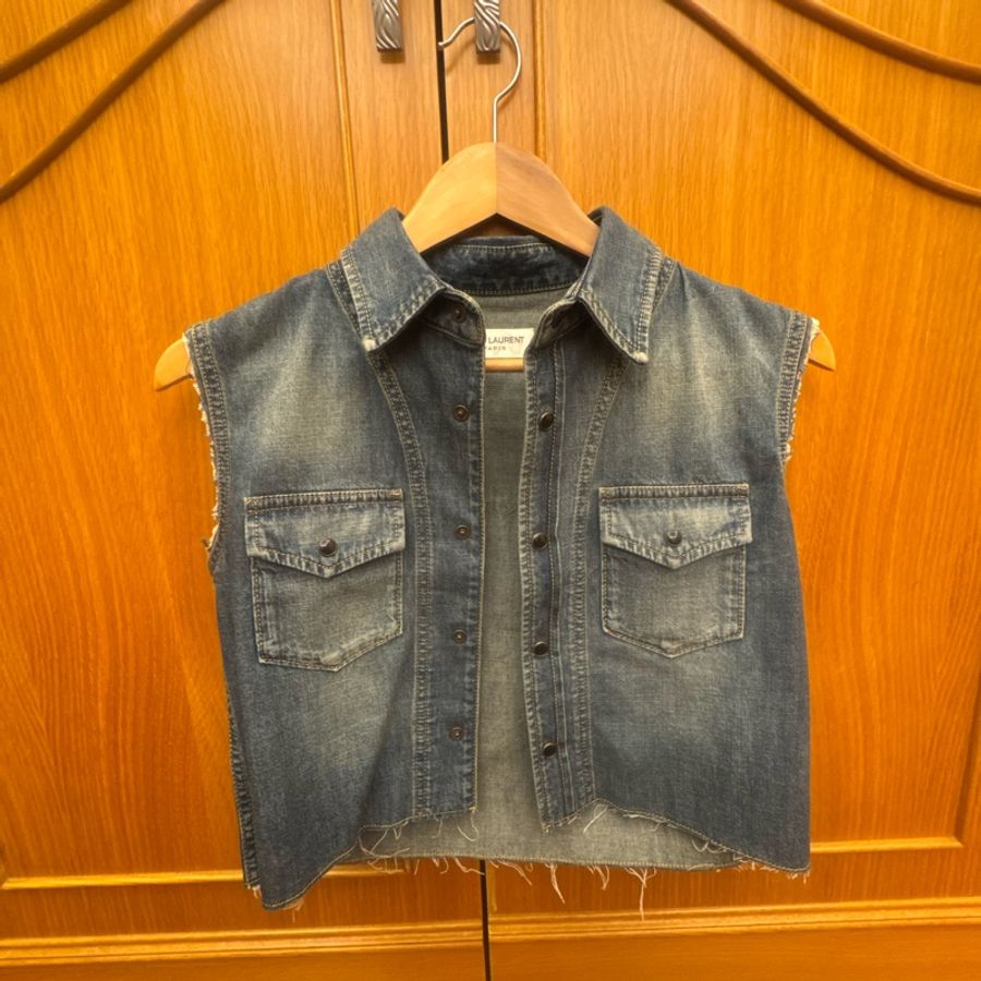 全新 YSL 牛仔背心 S-7