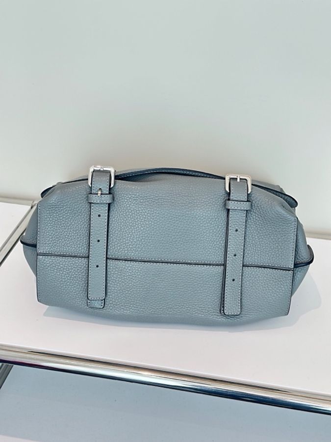 Loewe羅意威 Messenger 大號灰色荔枝紋牛皮銀扣郵差包 斜挎包 -4
