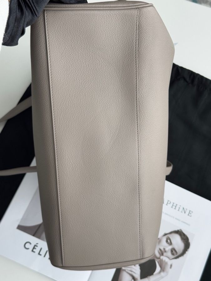 CELINE賽琳 大象灰牛皮單肩包公文包手提包 大號42cm 附件 塵袋。-6