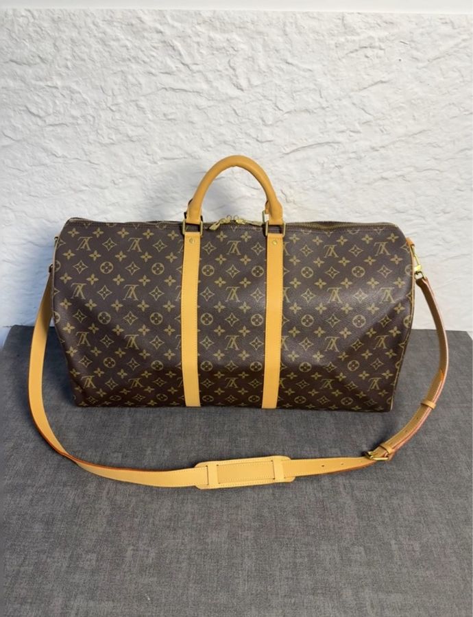【男女同款✨ 30年歷史但狀況極好❤️全網最低價✨】LV 旅行袋55 keepall 55 肩帶款單肩斜挎旅行包-1