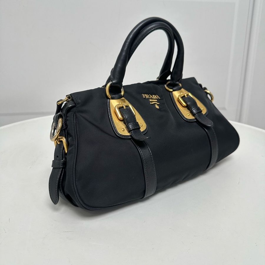 Prada • 經典黑金尼龍降落傘機車包 🈶原廠背帶-5