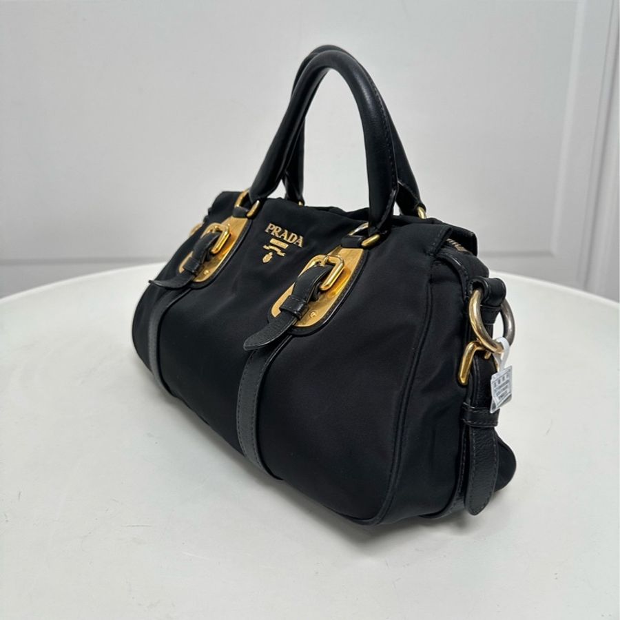 Prada • 經典黑金尼龍降落傘機車包 🈶原廠背帶-6
