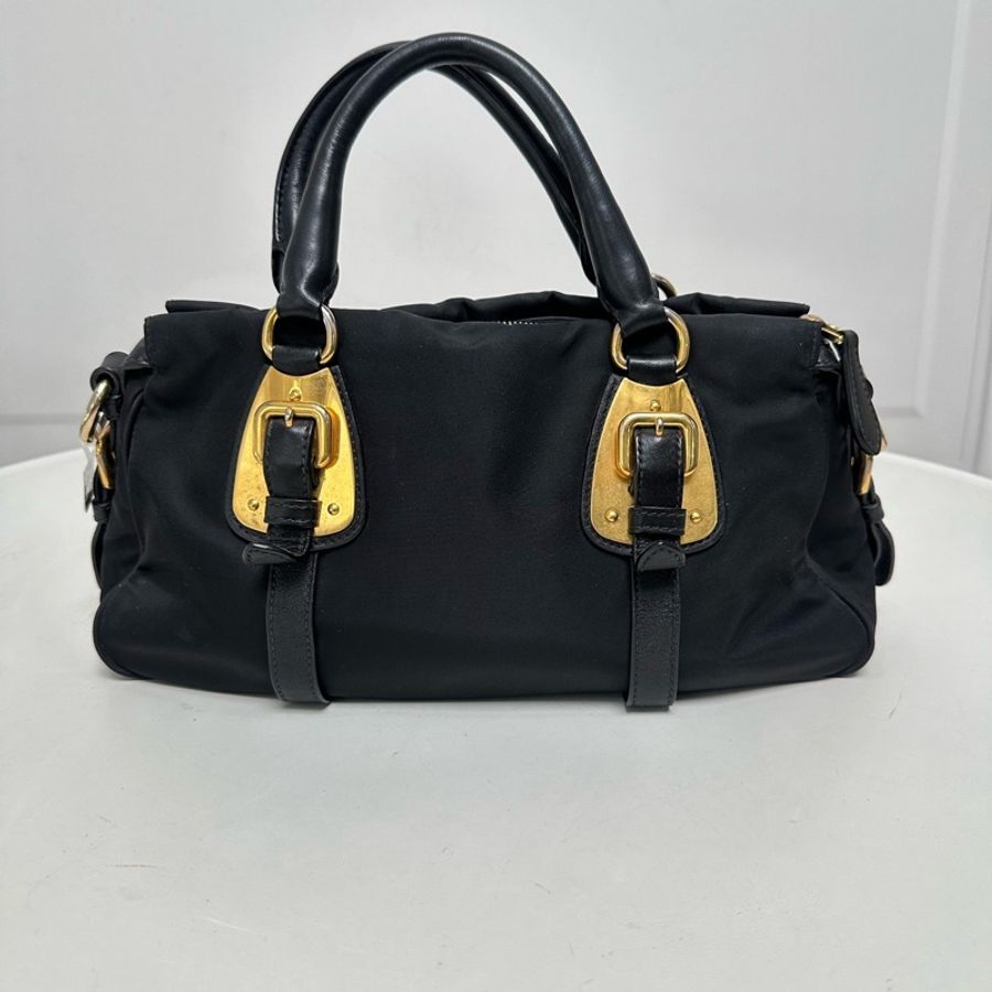 Prada • 經典黑金尼龍降落傘機車包 🈶原廠背帶-7