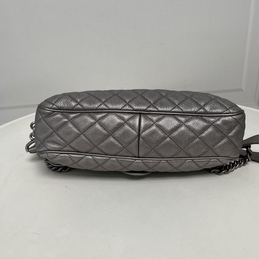 Chanel • 經典太空銀荔枝牛皮朋克鏈條Cf-9