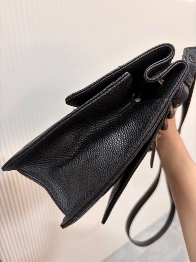 Chanel • 經典黑銀荔枝牛皮孟買二合一鏈條包-7