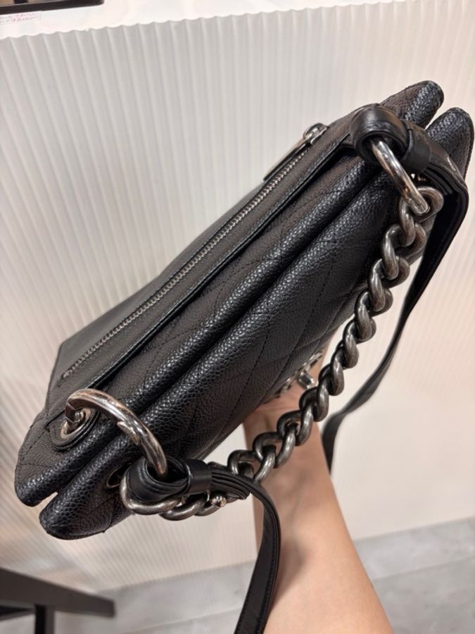 Chanel • 經典黑銀荔枝牛皮孟買二合一鏈條包-9