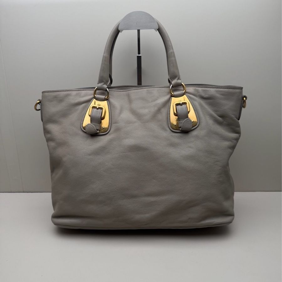 Prada • 經典大象灰全皮托特包 🈶原廠背帶-2