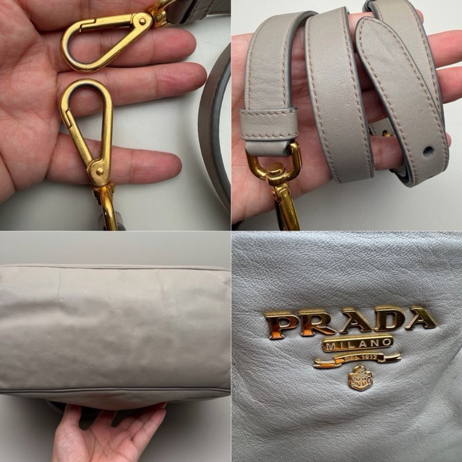 Prada • 經典大象灰全皮托特包 🈶原廠背帶-9