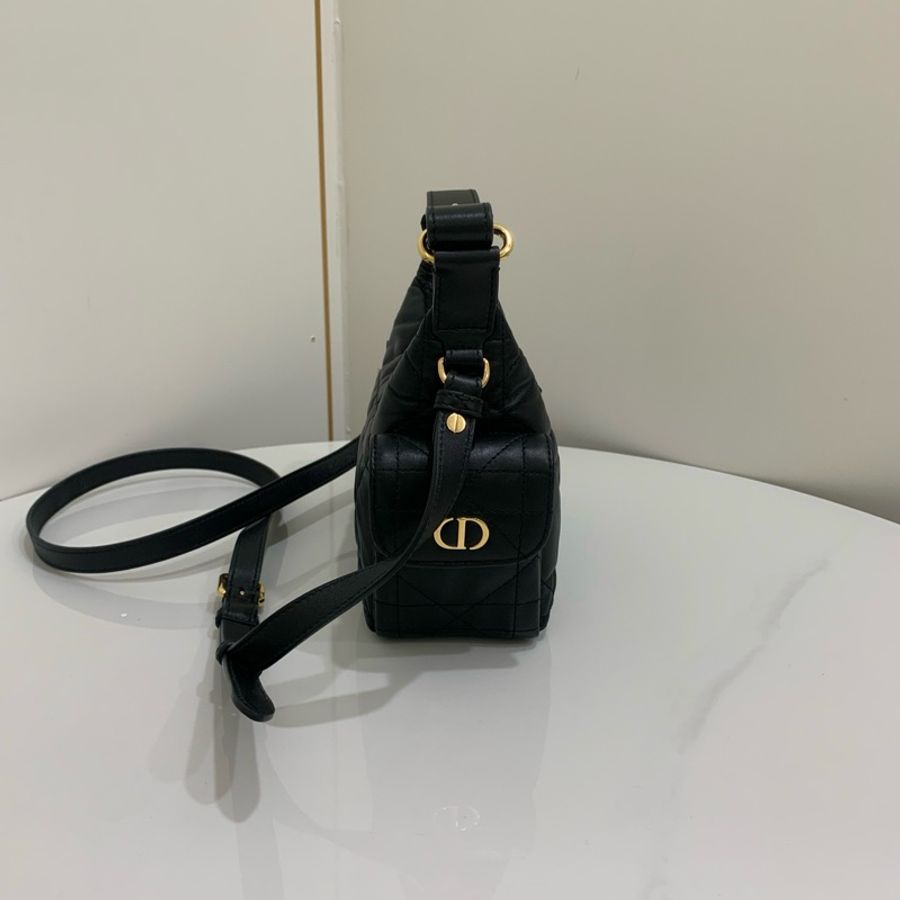迪奧/Dior 中號 D-Dream 手袋 黑色羊皮手提包腋下包斜挎包-3