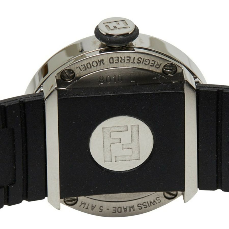 Fendi Bousla 8010L 石英腕錶,黑色錶盤,不鏽鋼錶帶,橡膠錶帶,女士款-5
