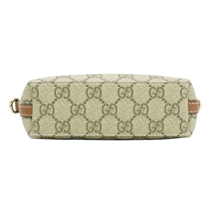 Gucci GG Emblem 帆布迷你手提/斜背包(855491-米/棕 )-3