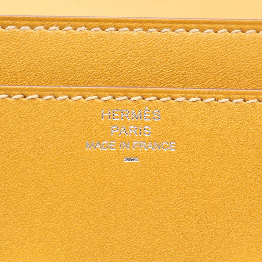 HERMES 愛馬仕 Constance 長夾 Tadelakt牛皮 稻草黃 A刻-4