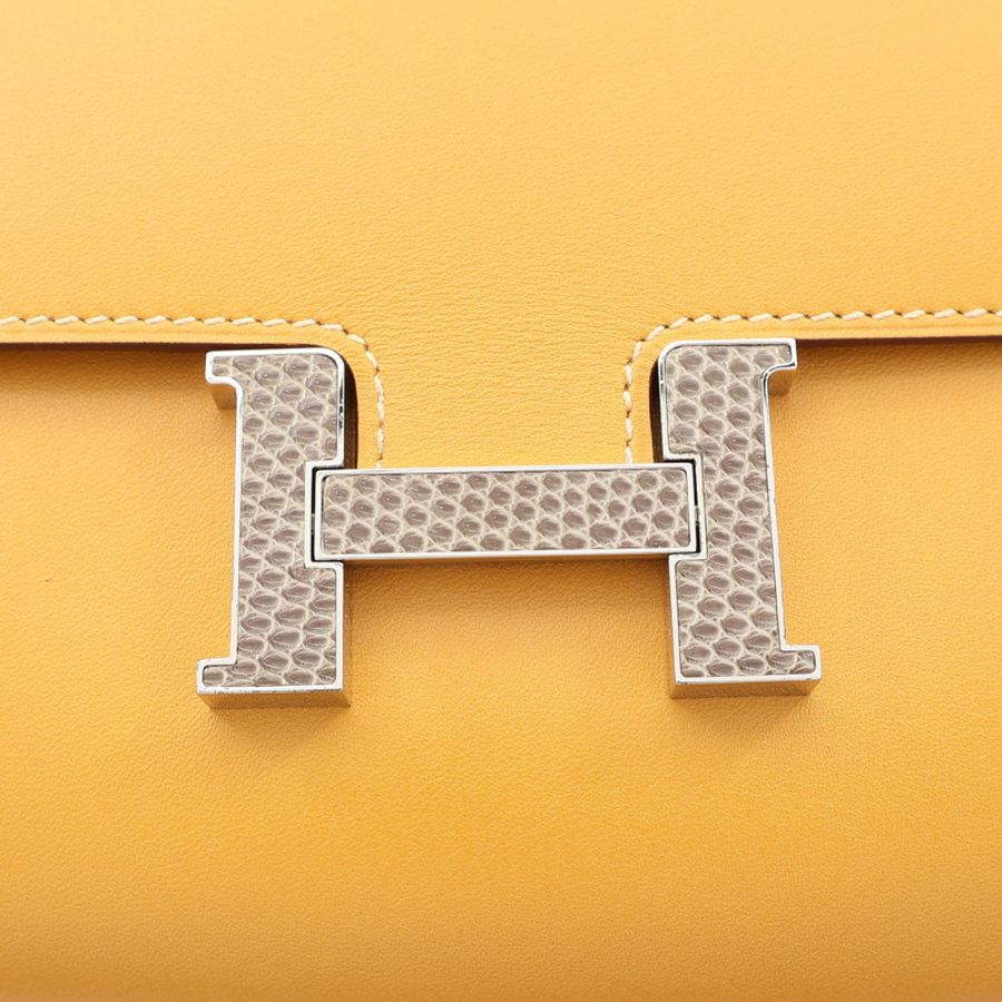 HERMES 愛馬仕 Constance 長夾 Tadelakt牛皮 稻草黃 A刻-6