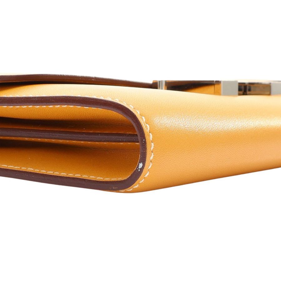 HERMES 愛馬仕 Constance 長夾 Tadelakt牛皮 稻草黃 A刻-8