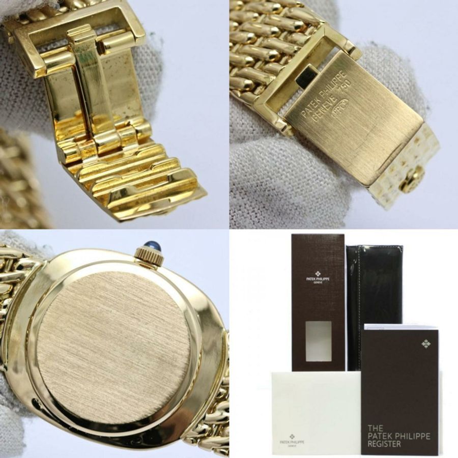 百達翡麗金橢圓鑽石腕錶 3849 17鑽石 男童/女款 18K黃金 40474-10