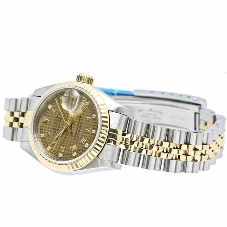 勞力士 Datejust 10P 鑲鑽千鳥格金 69173G 女士腕錶 40548-2