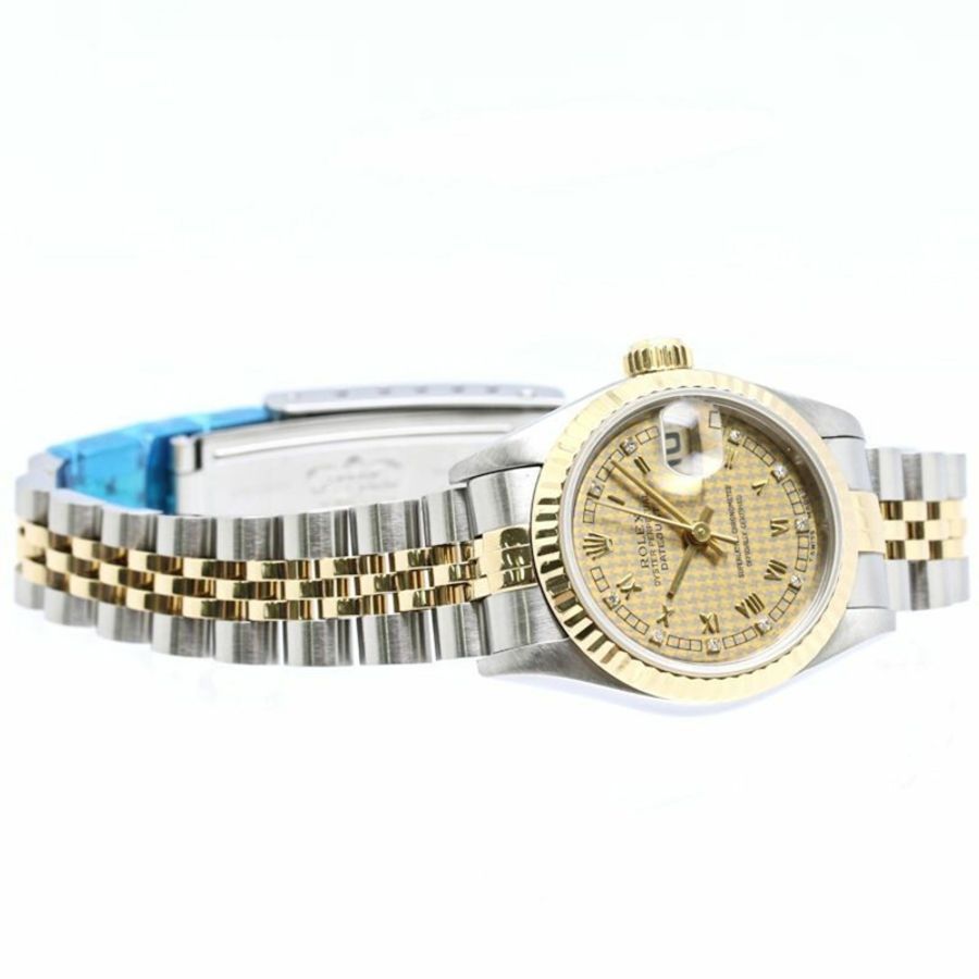 勞力士 Datejust 10P 鑲鑽千鳥格金 69173G 女士腕錶 40548-5