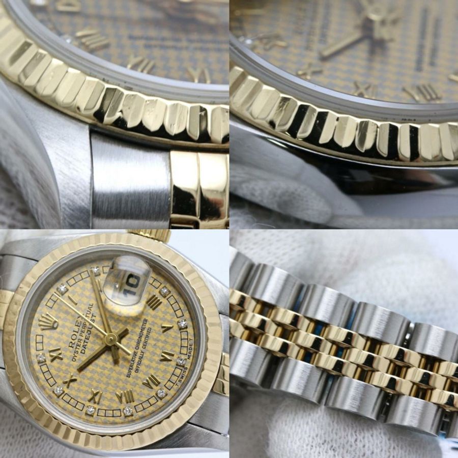 勞力士 Datejust 10P 鑲鑽千鳥格金 69173G 女士腕錶 40548-8
