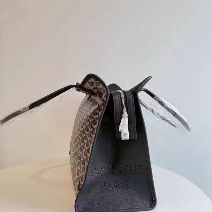 GOYARD hardy黑色Y字滿印子母手提單肩購物袋 40*30*17配件塵袋-1