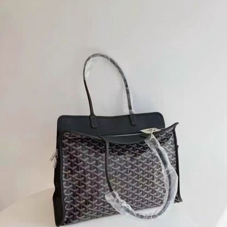 GOYARD hardy黑色Y字滿印子母手提單肩購物袋 40*30*17配件塵袋-2
