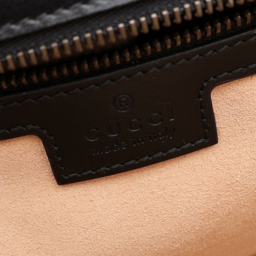 GUCCI GG Marmont 絎縫小號鏈條單肩包 443497 黑色皮革 二手-3
