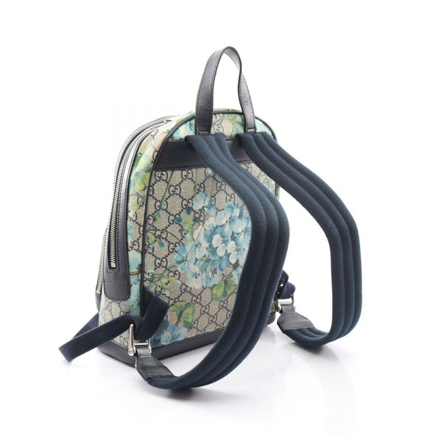 GUCCI GG Blooms 雙肩包 546327 帆布皮革 米色 海軍藍 二手-1