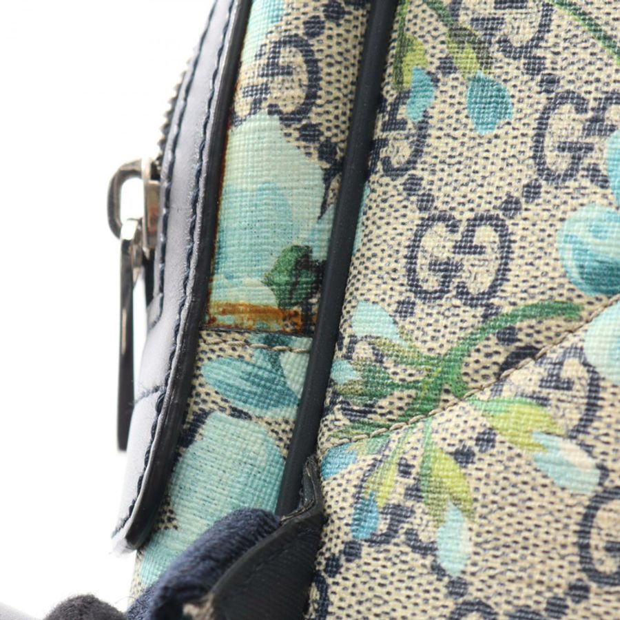 GUCCI GG Blooms 雙肩包 546327 帆布皮革 米色 海軍藍 二手-8