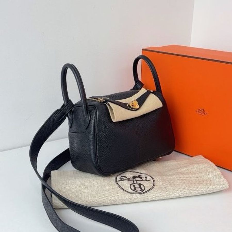 閒置新 Hermes愛馬仕 Mini Lindy 黑色金扣-1