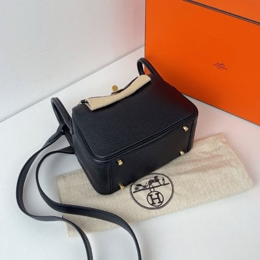 閒置新 Hermes愛馬仕 Mini Lindy 黑色金扣-6