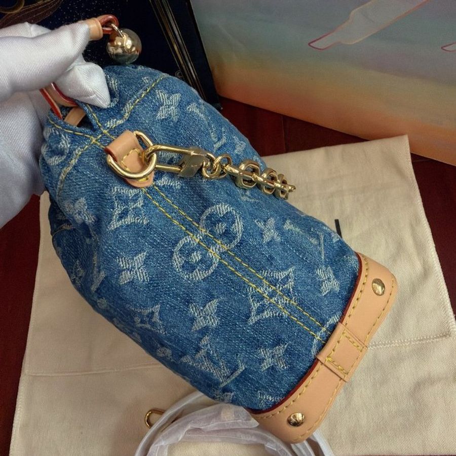 近全新 路易威登/Louis Vuitton 丹寧牛仔nano小水桶 芯片款-2