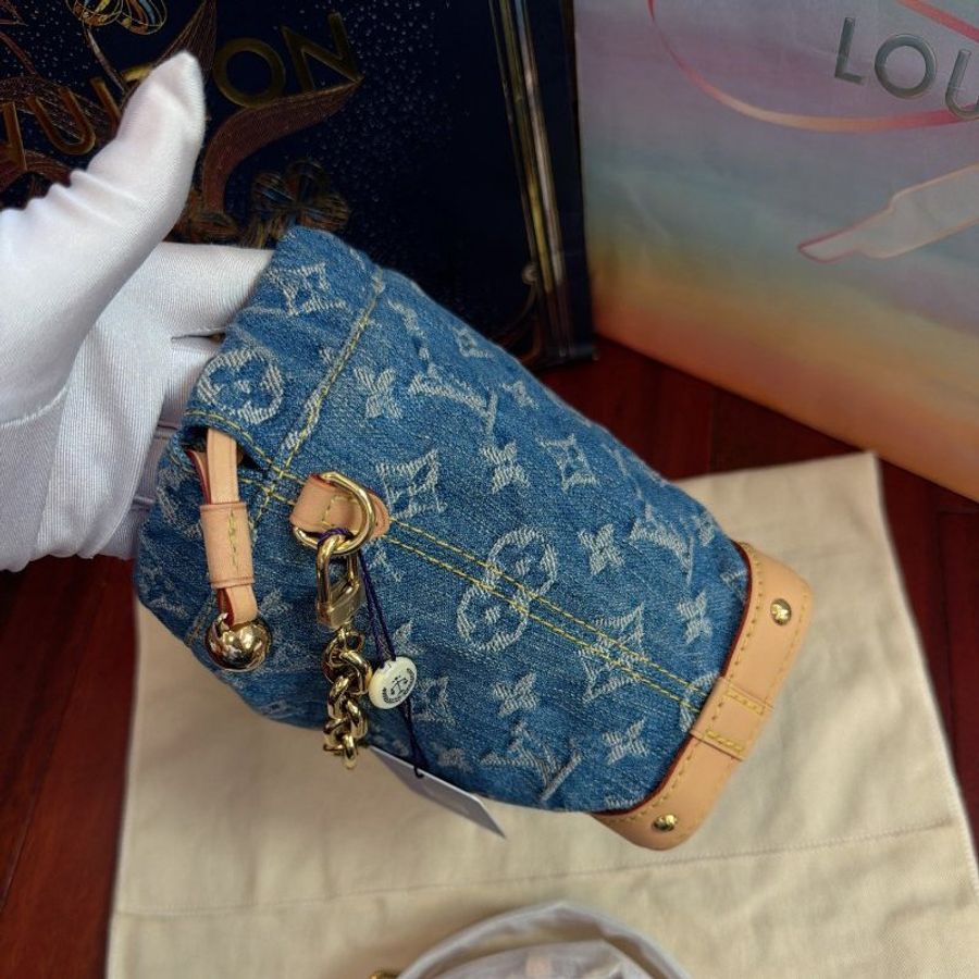 近全新 路易威登/Louis Vuitton 丹寧牛仔nano小水桶 芯片款-3