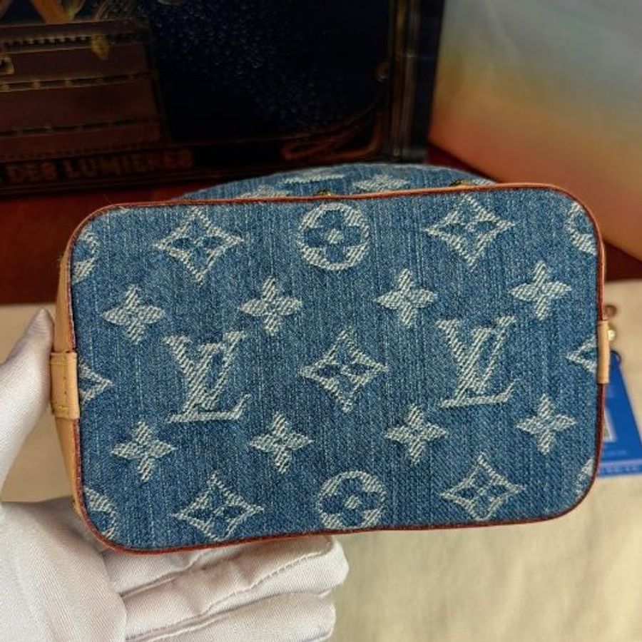 近全新 路易威登/Louis Vuitton 丹寧牛仔nano小水桶 芯片款-4