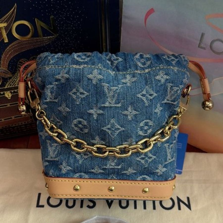 近全新 路易威登/Louis Vuitton 丹寧牛仔nano小水桶 芯片款-5
