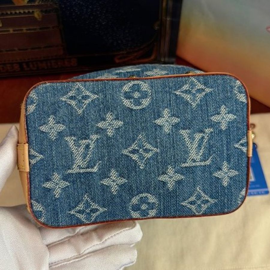 近全新 路易威登/Louis Vuitton 丹寧牛仔nano小水桶 芯片款-7