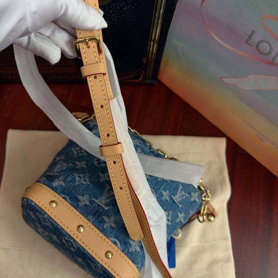 近全新 路易威登/Louis Vuitton 丹寧牛仔nano小水桶 芯片款-8