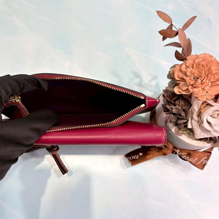 LOEWE Gate Continental桃紅長夾-5
